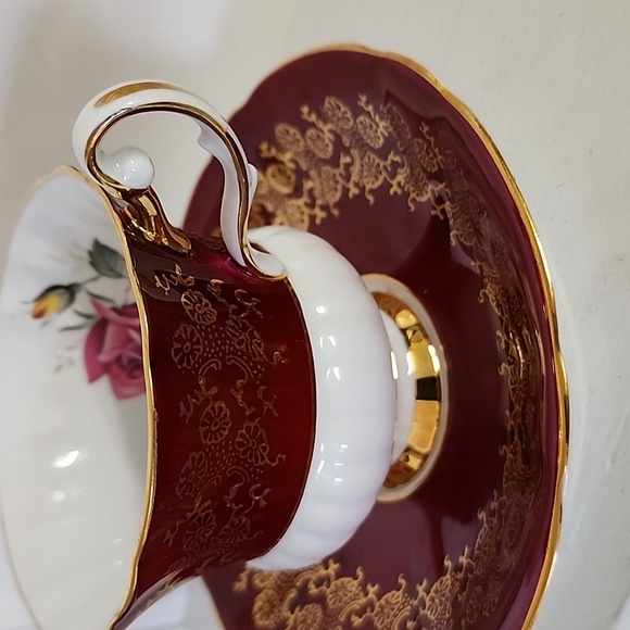 Windsor (England) Red Band, Gold Flowers, Pink Rose Vintage - Picture 6 of 7